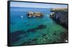 Kayaks and sailboats at Scorpion Cove, Santa Cruz Island, Channel Islands NP, California, USA.-Russ Bishop-Framed Stretched Canvas