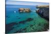 Kayaks and sailboats at Scorpion Cove, Santa Cruz Island, Channel Islands NP, California, USA.-Russ Bishop-Stretched Canvas