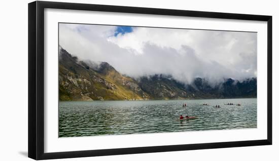 Kayaks at Quilotoa, a water-filled caldera and the most western volcano in the Ecuadorian Andes, Ec-Alexandre Rotenberg-Framed Photographic Print