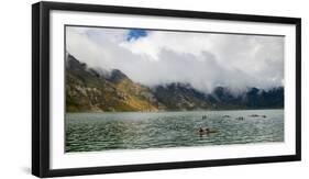 Kayaks at Quilotoa, a water-filled caldera and the most western volcano in the Ecuadorian Andes, Ec-Alexandre Rotenberg-Framed Photographic Print