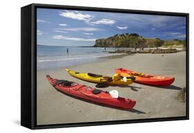 Kayaks, Doctors Point, Mapoutahi Pa, Maori Pa Site, South Island, New Zealand-David Wall-Framed Stretched Canvas