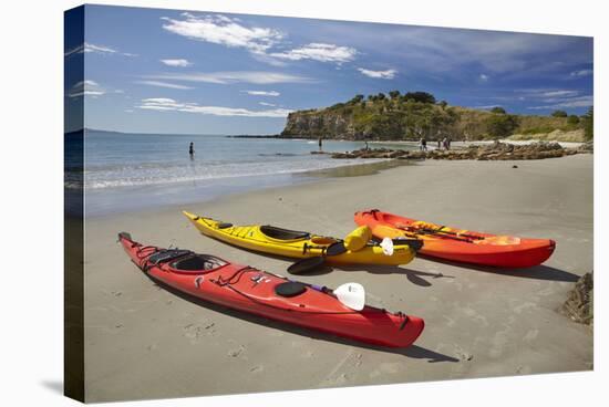 Kayaks, Doctors Point, Mapoutahi Pa, Maori Pa Site, South Island, New Zealand-David Wall-Stretched Canvas