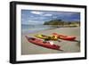 Kayaks, Doctors Point, Mapoutahi Pa, Maori Pa Site, South Island, New Zealand-David Wall-Framed Photographic Print