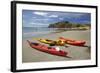 Kayaks, Doctors Point, Mapoutahi Pa, Maori Pa Site, South Island, New Zealand-David Wall-Framed Photographic Print