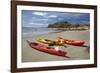 Kayaks, Doctors Point, Mapoutahi Pa, Maori Pa Site, South Island, New Zealand-David Wall-Framed Photographic Print