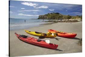 Kayaks, Doctors Point, Mapoutahi Pa, Maori Pa Site, South Island, New Zealand-David Wall-Stretched Canvas