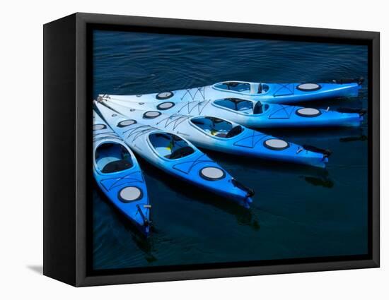 Kayaks in Harbor Along Bearskin Neck, Rockport, Massachusetts, USA-Lisa S. Engelbrecht-Framed Stretched Canvas