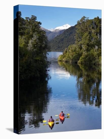 Kayaks, Moeraki River by Lake Moeraki, West Coast, South Island, New Zealand-David Wall-Stretched Canvas