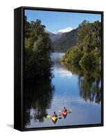 Kayaks, Moeraki River by Lake Moeraki, West Coast, South Island, New Zealand-David Wall-Framed Stretched Canvas