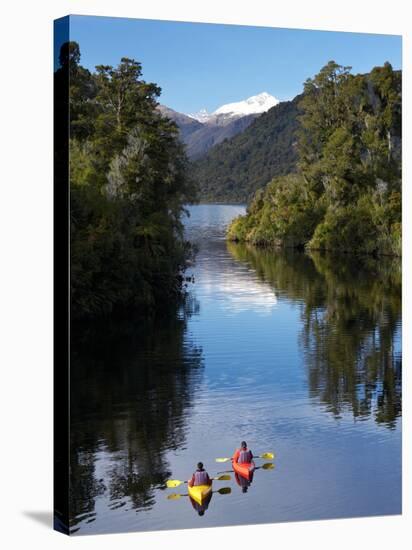 Kayaks, Moeraki River by Lake Moeraki, West Coast, South Island, New Zealand-David Wall-Stretched Canvas