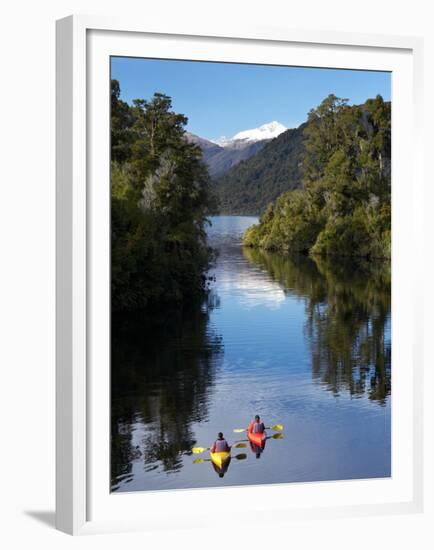 Kayaks, Moeraki River by Lake Moeraki, West Coast, South Island, New Zealand-David Wall-Framed Premium Photographic Print