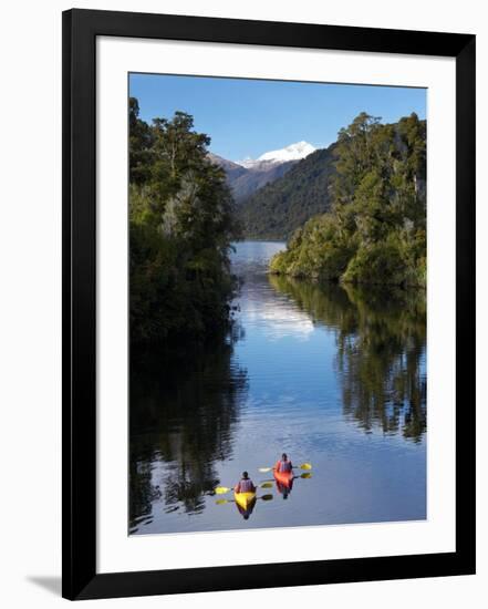 Kayaks, Moeraki River by Lake Moeraki, West Coast, South Island, New Zealand-David Wall-Framed Photographic Print