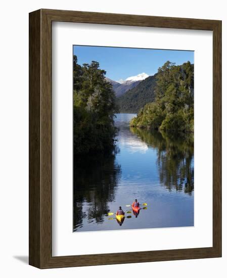 Kayaks, Moeraki River by Lake Moeraki, West Coast, South Island, New Zealand-David Wall-Framed Photographic Print