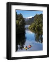 Kayaks, Moeraki River by Lake Moeraki, West Coast, South Island, New Zealand-David Wall-Framed Photographic Print