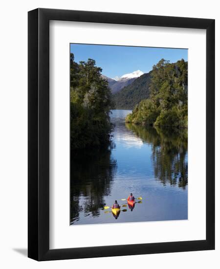 Kayaks, Moeraki River by Lake Moeraki, West Coast, South Island, New Zealand-David Wall-Framed Photographic Print