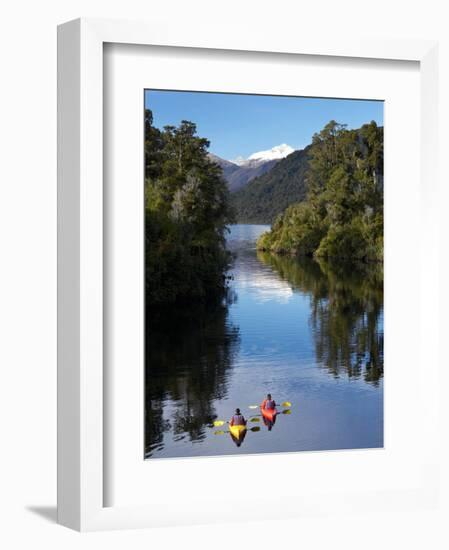 Kayaks, Moeraki River by Lake Moeraki, West Coast, South Island, New Zealand-David Wall-Framed Photographic Print