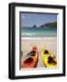 Kayaks on Beach, Hahei, Coromandel Peninsula, North Island, New Zealand-David Wall-Framed Photographic Print