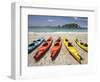 Kayaks on Beach, Hahei, Coromandel Peninsula, North Island, New Zealand-David Wall-Framed Photographic Print