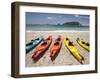 Kayaks on Beach, Hahei, Coromandel Peninsula, North Island, New Zealand-David Wall-Framed Photographic Print