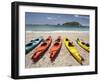 Kayaks on Beach, Hahei, Coromandel Peninsula, North Island, New Zealand-David Wall-Framed Photographic Print