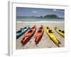 Kayaks on Beach, Hahei, Coromandel Peninsula, North Island, New Zealand-David Wall-Framed Photographic Print