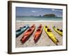 Kayaks on Beach, Hahei, Coromandel Peninsula, North Island, New Zealand-David Wall-Framed Photographic Print