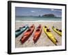 Kayaks on Beach, Hahei, Coromandel Peninsula, North Island, New Zealand-David Wall-Framed Photographic Print