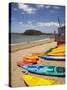 Kayaks on Beach, Paihia, Bay of Islands, Northland, North Island, New Zealand-David Wall-Stretched Canvas