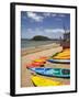 Kayaks on Beach, Paihia, Bay of Islands, Northland, North Island, New Zealand-David Wall-Framed Photographic Print