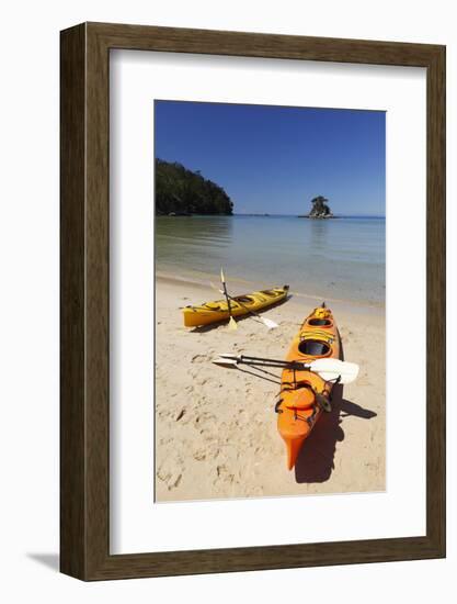 Kayaks on Beach, Torrent Bay, Abel Tasman National Park-Stuart Black-Framed Photographic Print