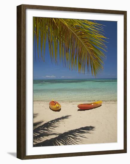 Kayaks on the Beach, Plantation Island Resort, Malolo Lailai Island, Mamanuca Islands, Fiji-David Wall-Framed Premium Photographic Print