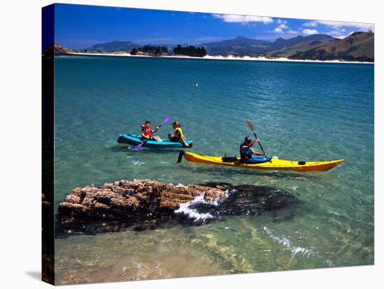 Kayaks, Otekiho Beach, Otago Harbor, New Zealand-David Wall-Stretched Canvas