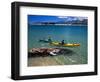 Kayaks, Otekiho Beach, Otago Harbor, New Zealand-David Wall-Framed Photographic Print