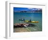 Kayaks, Otekiho Beach, Otago Harbor, New Zealand-David Wall-Framed Photographic Print