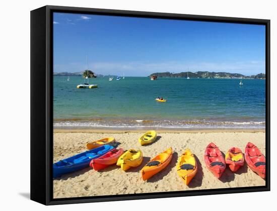 Kayaks, Paihia, Northland, New Zealand-David Wall-Framed Stretched Canvas