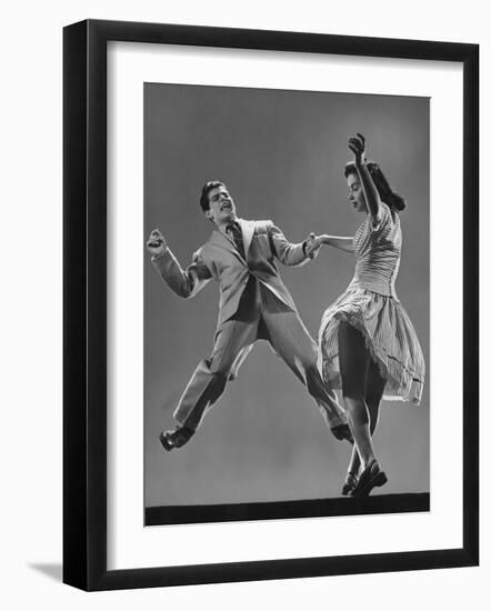 Kaye Popp and Stanley Catron Demonstrating a Step of the Lindy Hop-Gjon Mili-Framed Premium Photographic Print