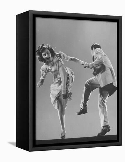 Kaye Popp and Stanley Catron Demonstrating a Step of the Lindy Hop-Gjon Mili-Framed Stretched Canvas