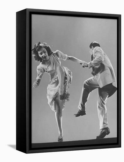 Kaye Popp and Stanley Catron Demonstrating a Step of the Lindy Hop-Gjon Mili-Framed Stretched Canvas