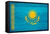 Kazakhstan Flag Design with Wood Patterning - Flags of the World Series-Philippe Hugonnard-Framed Stretched Canvas