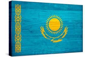 Kazakhstan Flag Design with Wood Patterning - Flags of the World Series-Philippe Hugonnard-Stretched Canvas