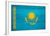 Kazakhstan Flag Design with Wood Patterning - Flags of the World Series-Philippe Hugonnard-Framed Art Print