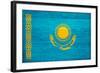 Kazakhstan Flag Design with Wood Patterning - Flags of the World Series-Philippe Hugonnard-Framed Art Print