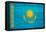 Kazakhstan Flag Design with Wood Patterning - Flags of the World Series-Philippe Hugonnard-Framed Stretched Canvas