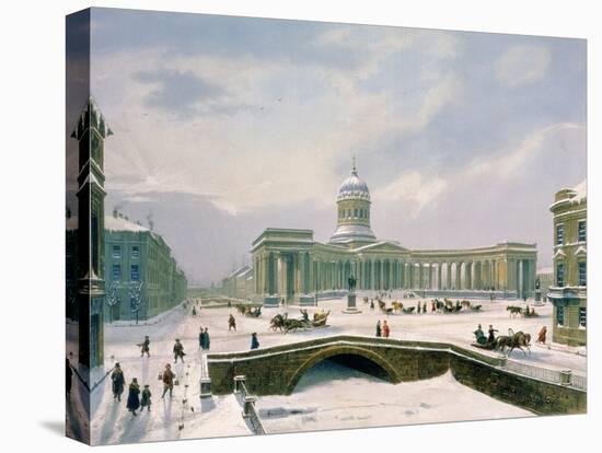 Kazan Cathedral, St. Petersburg, Printed by Lemercier, Paris, 1840s-Louis Jules Arnout-Stretched Canvas