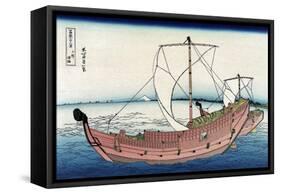 Kazusa Sea Route-Katsushika Hokusai-Framed Stretched Canvas