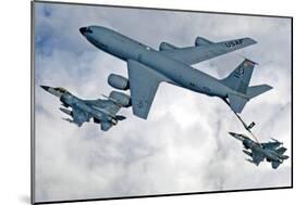 KC-135 Statotanker (Refueling F-16 Fighting Falcons) Art Poster Print-null-Mounted Poster