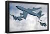 KC-135 Statotanker (Refueling F-16 Fighting Falcons) Art Poster Print-null-Framed Poster