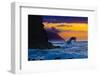 Ke'e Kurve-Wave breaking off Ke'e Beach, on the Na Pali coast of Kauai, Hawaii-Mark A Johnson-Framed Photographic Print