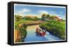 Keansburg, New Jersey - View of People Boating on the Creek, c.1937-Lantern Press-Framed Stretched Canvas