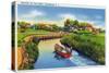 Keansburg, New Jersey - View of People Boating on the Creek, c.1937-Lantern Press-Stretched Canvas